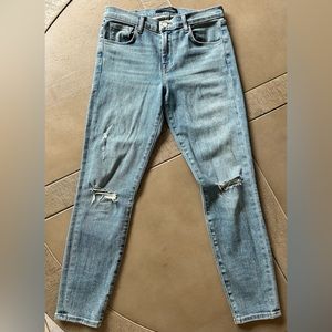J brand soft skinny jeans with ripped knees